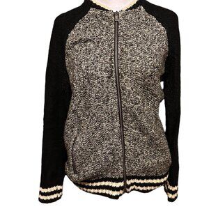 American Eagle Outfitters Zip Up Sweater Jacket Black White Sz S EUC Warm Ladies